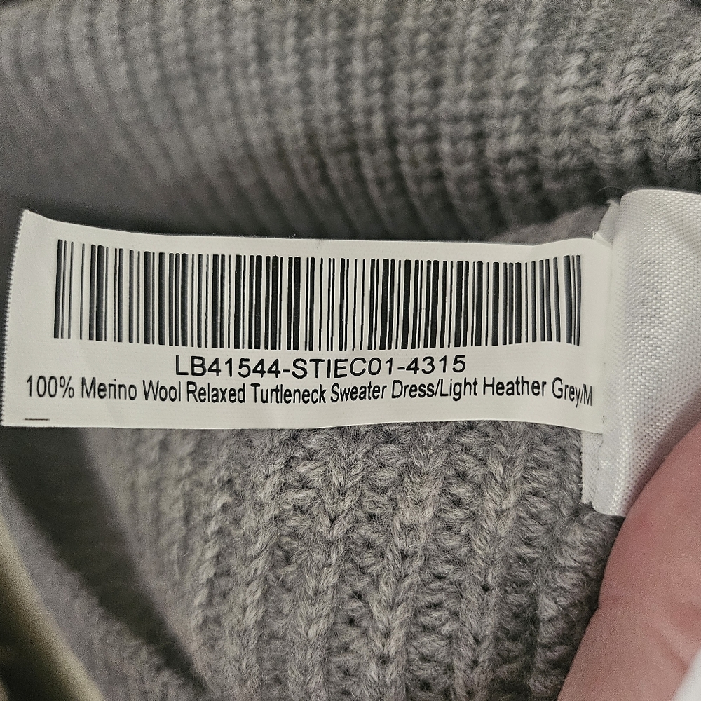 Quince Merino Wool Relaxed Turtleneck Sweater Dress Light Heather Gray, Size M - Picture 11 of 11